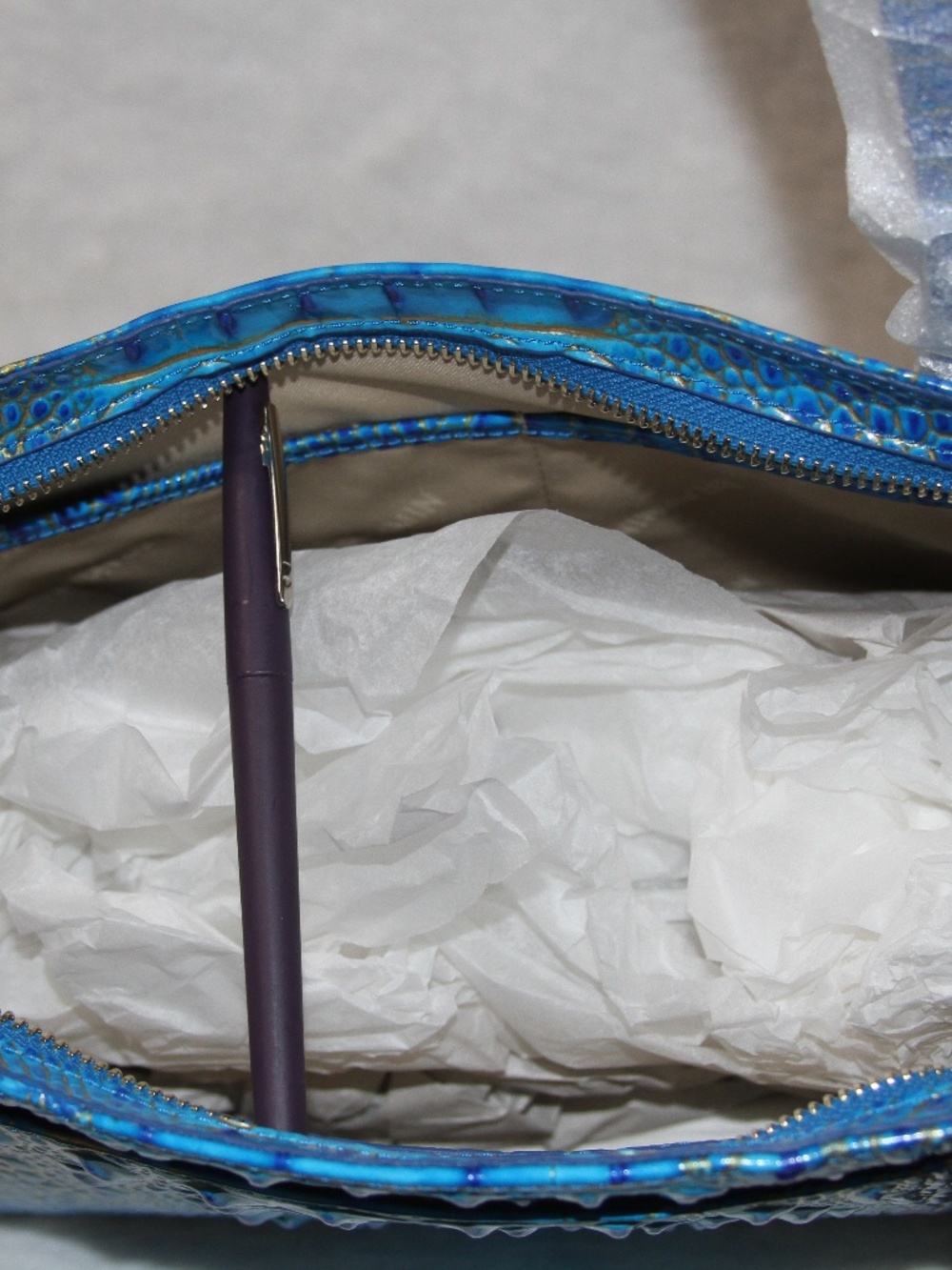 NWT BRAHMIN Tonya Shoulder Bag Electric Indigo Melbourne Ombre Leather Purse - Picture 5 of 5